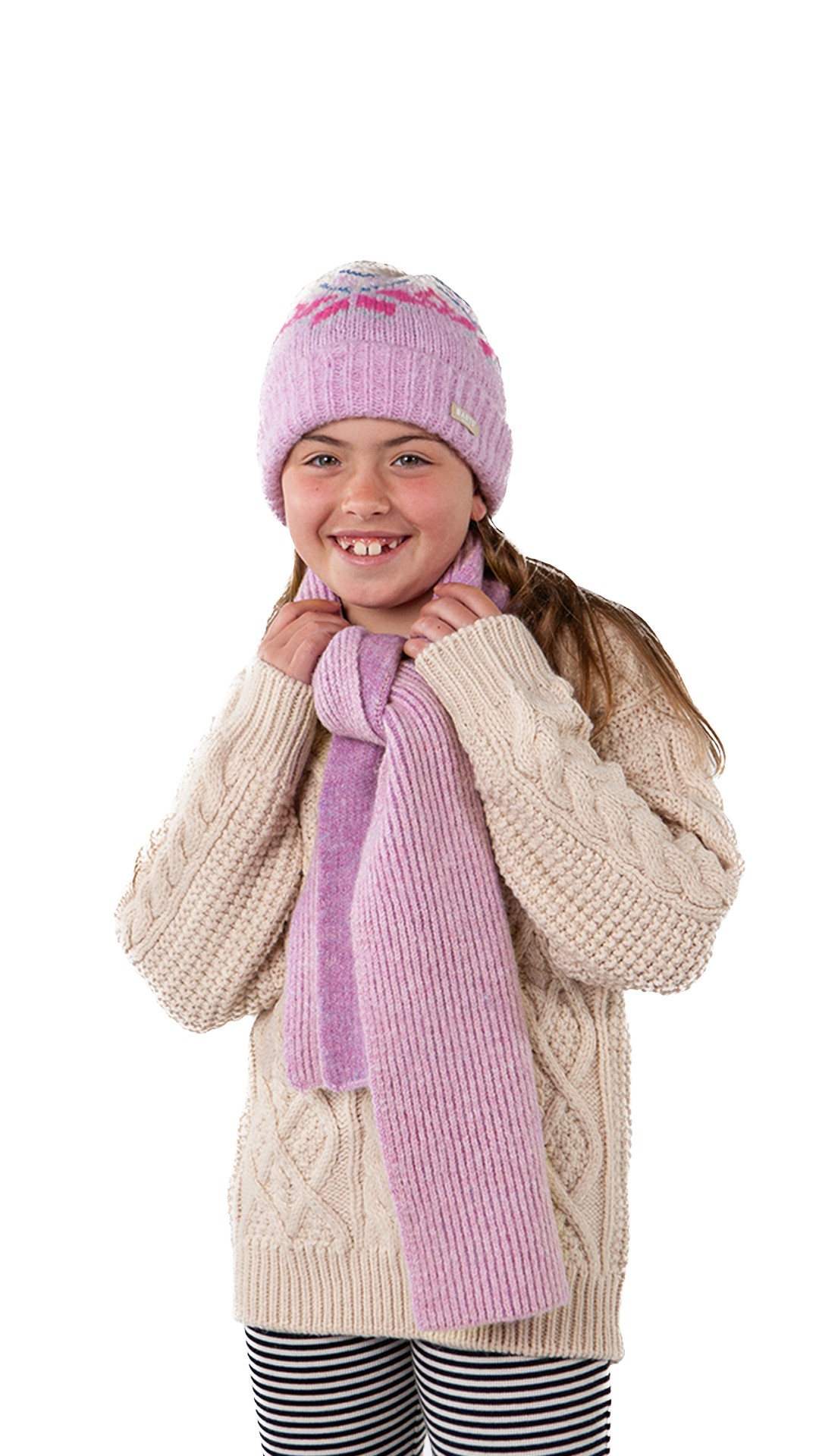 Barts Kassanya Beanie mit Umschlag - Norwegisches Muster - Orchid/Rosa,Pink,Creme