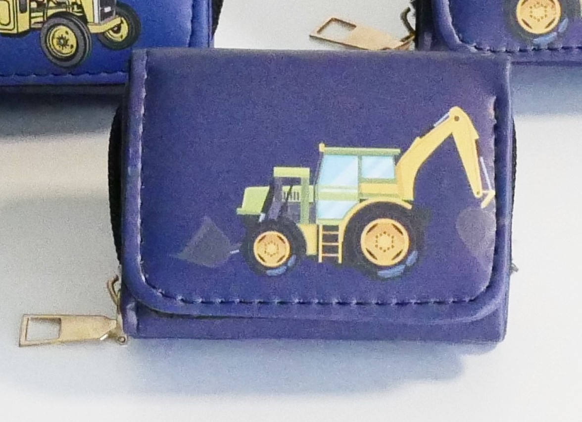 KisMe Geldbörse Kunstleder in Blau - Bagger in Gelb