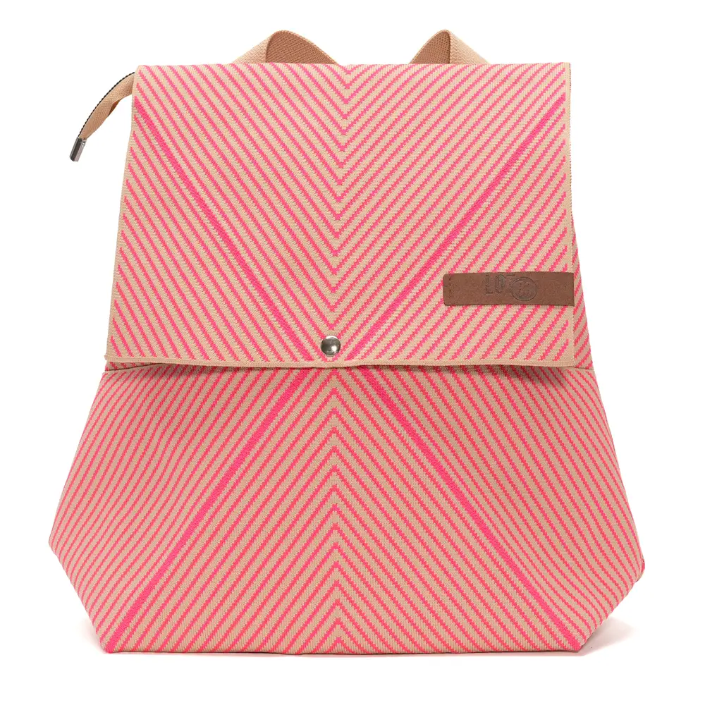 LOT83 Rucksack Romy in Neon Pink & Beige Zick Zack 