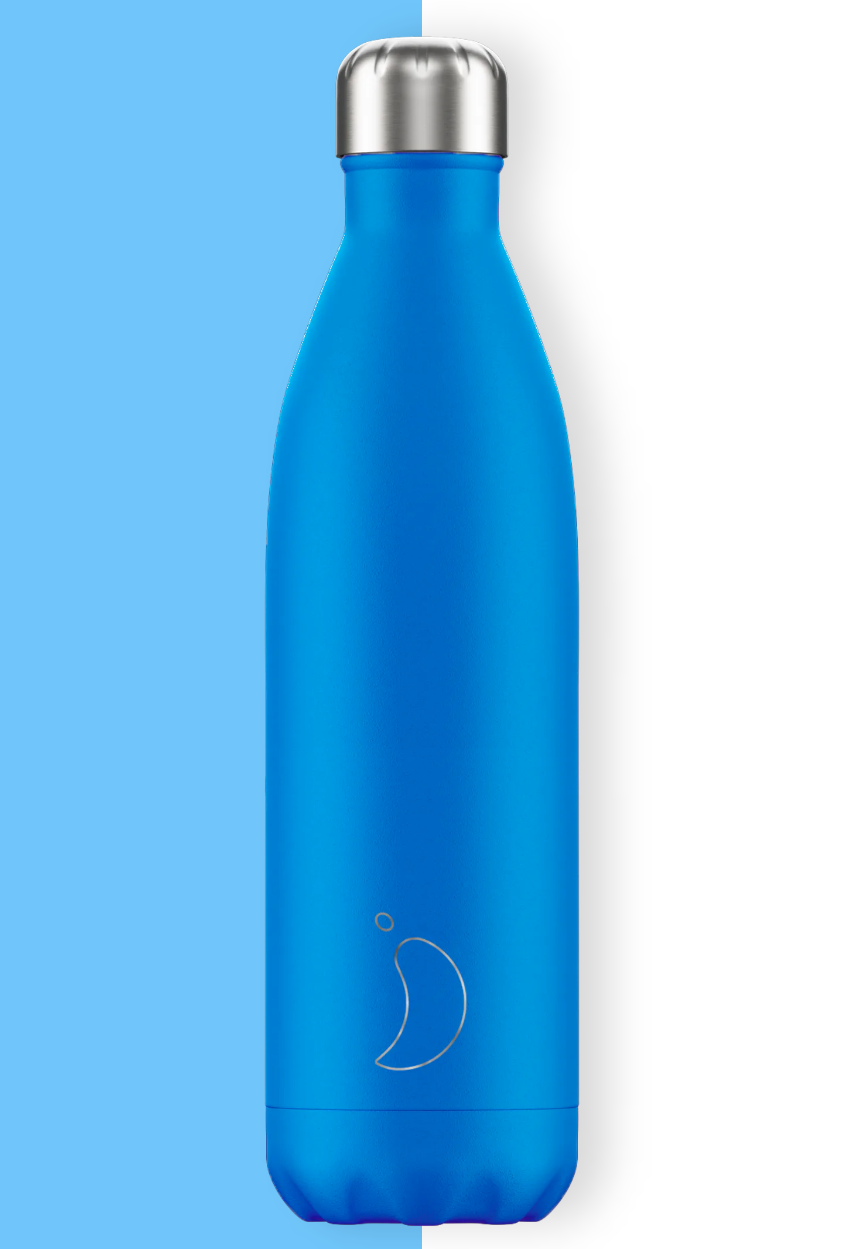 CHILLYS-FLASCHE-NEON-BLAU-750-ML Chillys Edelstahl Thermos Flasche - Neon Blau 750 ml