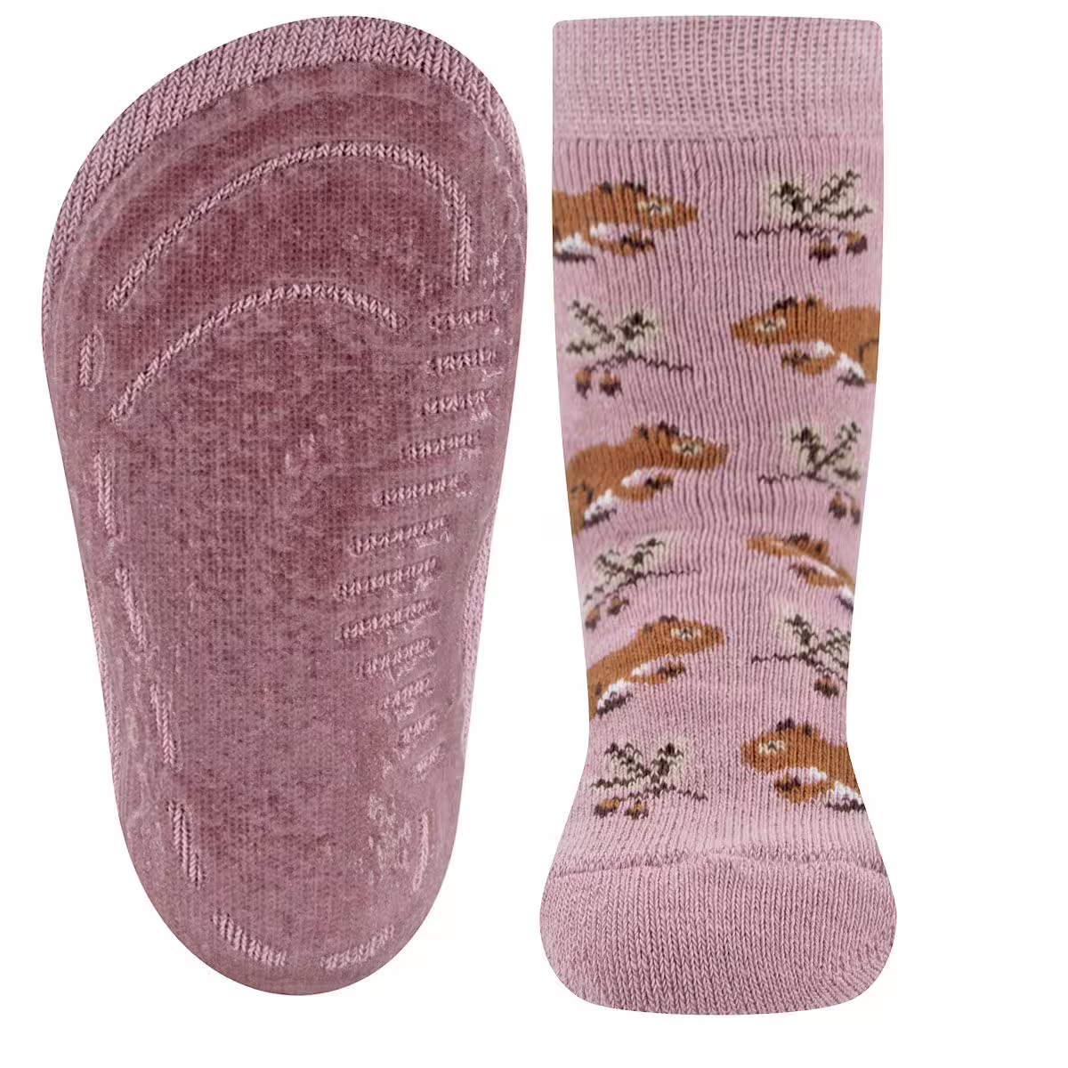 Ewers Stoppersocken SoftStep in Dusty Mauve Altrosa - Eichhörnchen