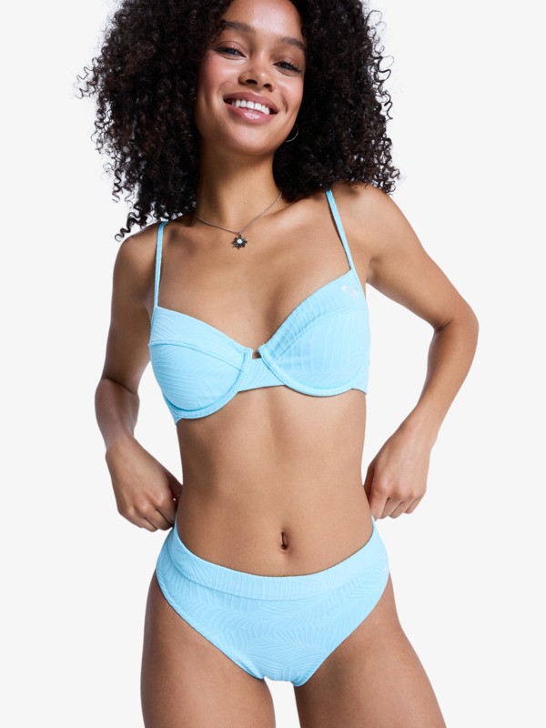 Roxy Palm Dreams - High Waist Bikiniunterteil in Hellblau mit hohem Bund für Frauen Roxy Palm Dreams - High Waist Bikiniunterteil in Hellblau mit hohem Bund für Frauen