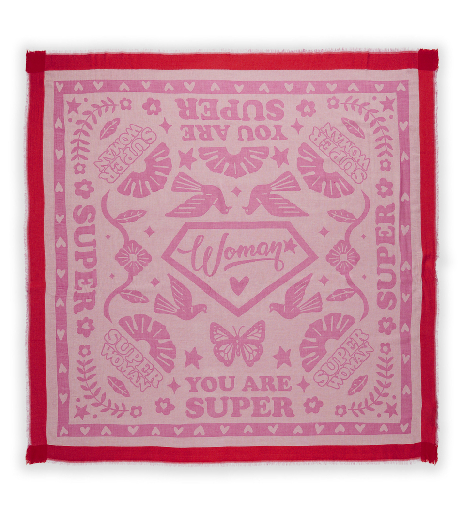 Codello Weltfrauentag Schal aus Elder Viskose - Superwoman in Pink Codello Weltfrauentag Schal aus Elder Viskose - Superwoman in Pink