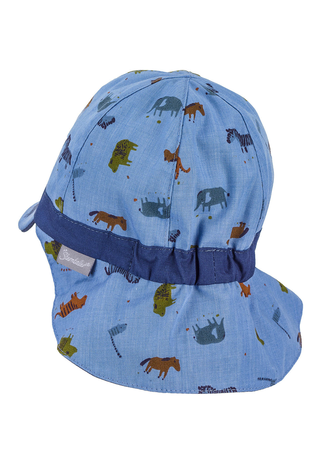 Sterntaler Baby Wendemütze - Sonnenmütze mit Nackenschutz in Grau UV Schutz 50+ - Safari Tiere