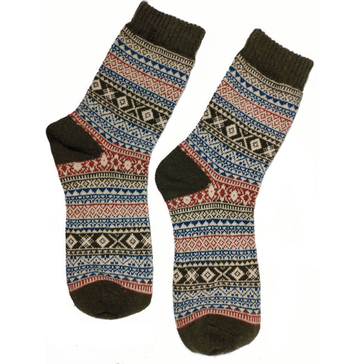 joya-socken-men-wollmix-fairisle-green Joya Socken Männer - Wolle - Wollmix - Fairisle Norweger in Oliv