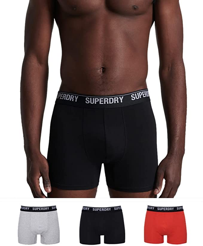 Superdry Superdry Boxer Unterhosen 3er Pack - Schwarz, Orange & Grau