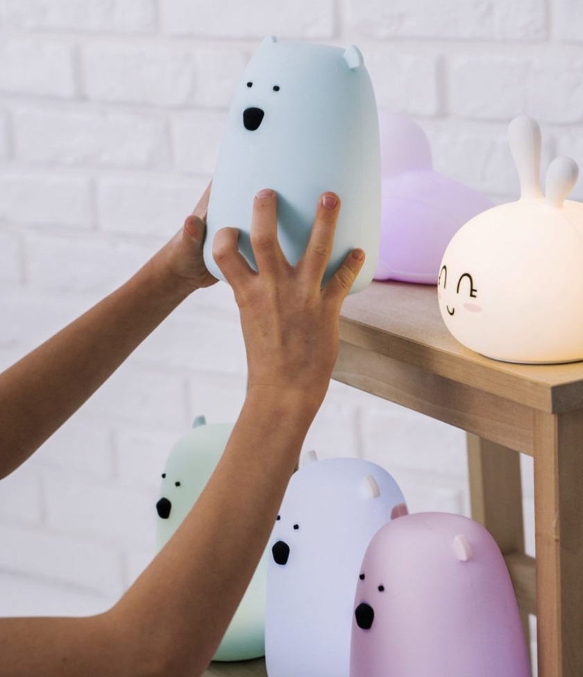 Rabbit & Friends Big Bear Silikonlampe mit Fernbedienung - Blau Bär 