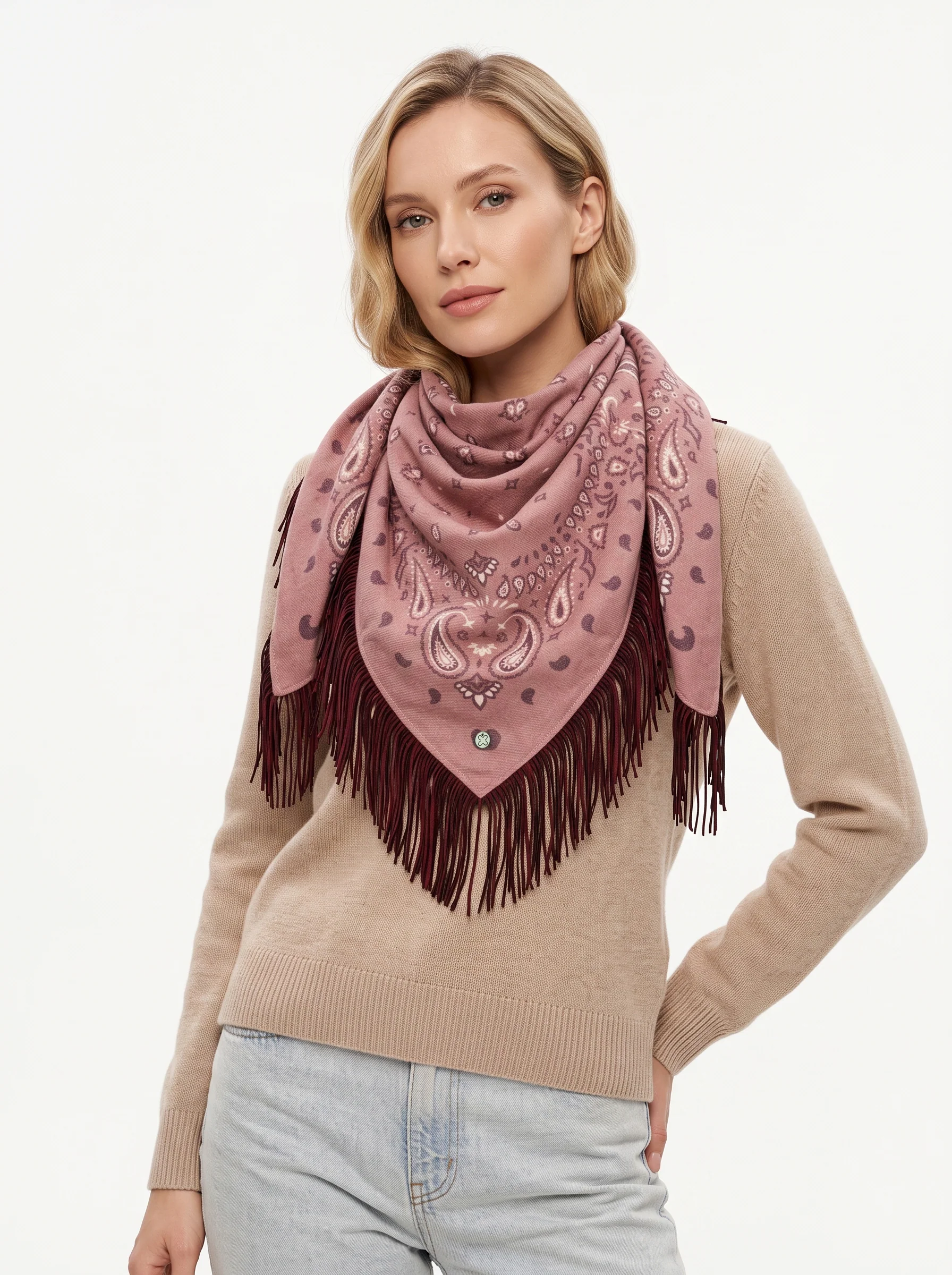 Codello Tuch aus Viskose-Mix - Bandana mit Paisley-Muster und Fransen