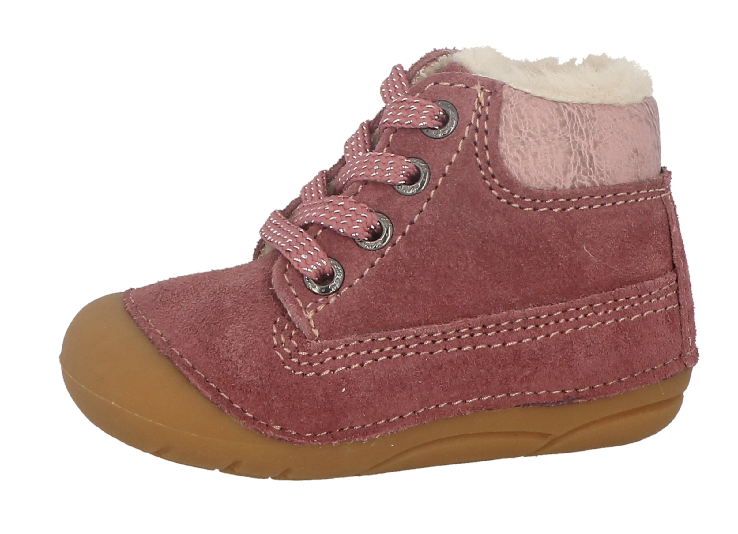 Lurchi Leder Lauflernschuhe gefüttert FERDI zum Binden - Wildberry/Altrosa