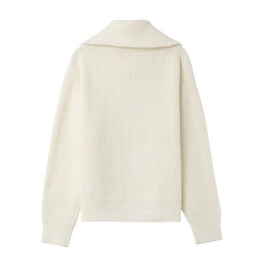 Grace & Mila NAIKI Henley Pullover mit Reißverschluss in Ecru Creme - SALE Grace & Mila NAIKI Henley Pullover mit Reißverschluss in Ecru Creme - SALE