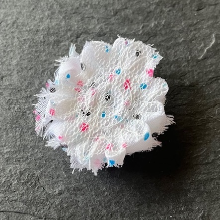 Wowzers Petit Shabby Chic Stoffblume Blüte - Birthday Dots - 3 Blumen 