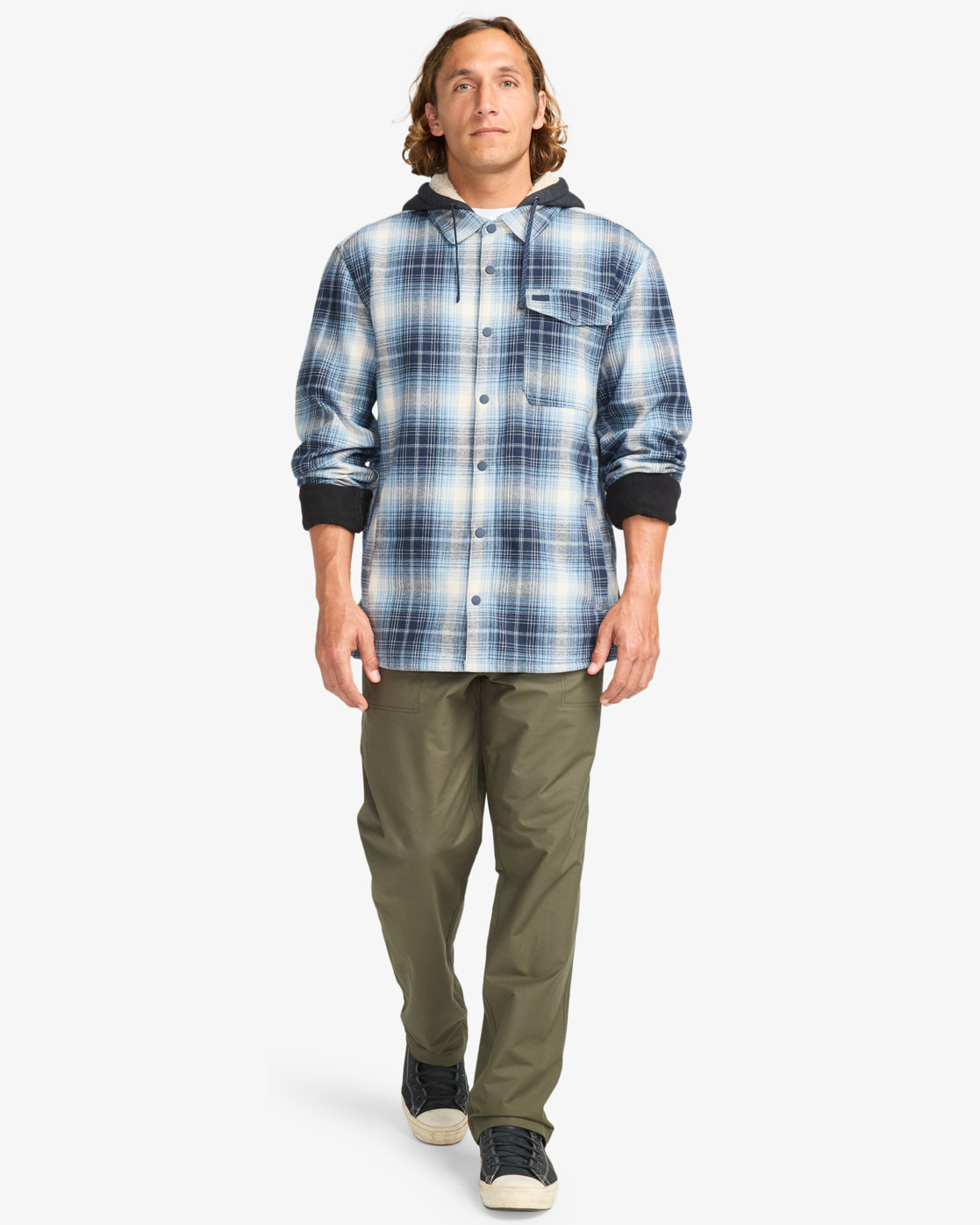 Billabong Furnace Bonded Flannel in Blau - Fleecehemd mit Kapuze für Männer Billabong Furnace Bonded Flannel in Blau - Fleecehemd mit Kapuze für Männer