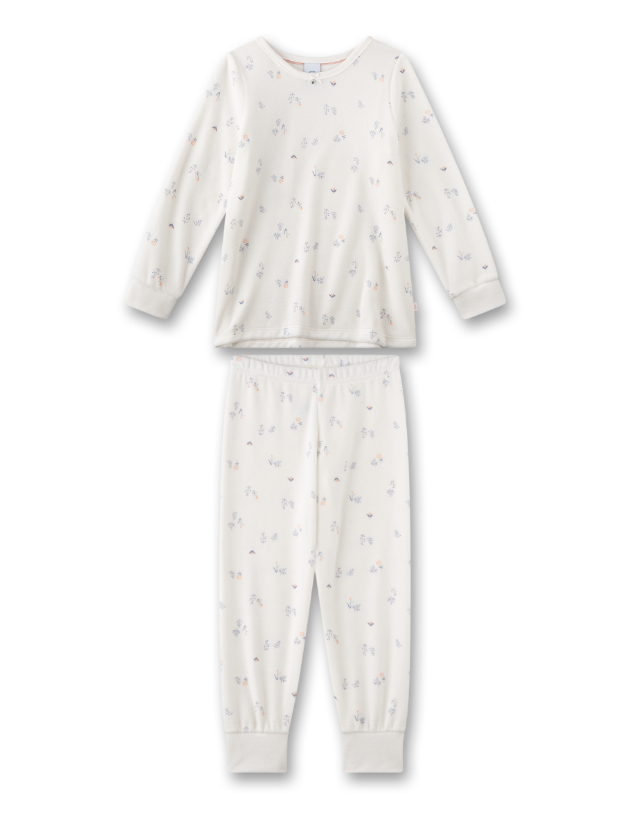 Sanetta Nicki Pyjama/Schlafanzug in Weiß - Blümchen