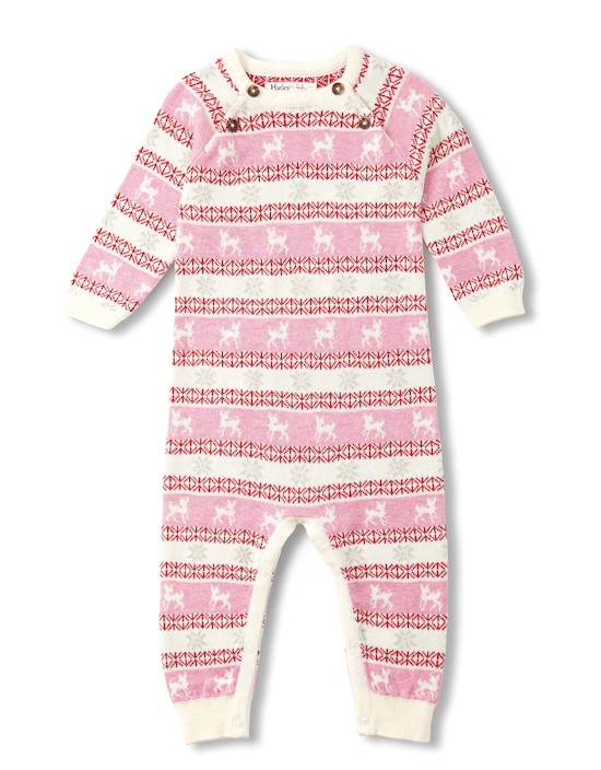 Hatley Baby Doe Fair Isle Strick Overall Norweger Strampler in Rosa - SALE