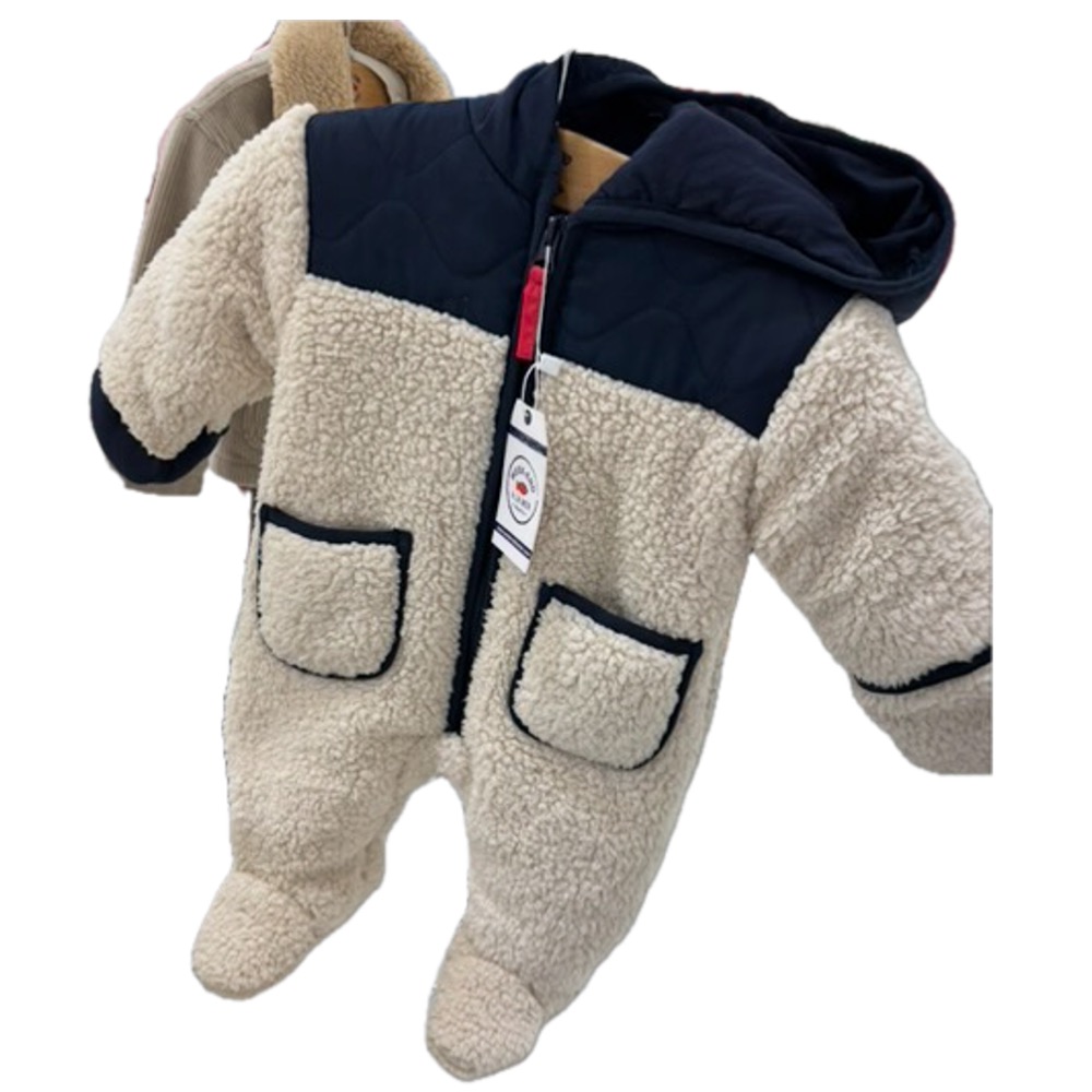 Weekend a la Mer DINGUERIE Teddy Fleece Overall in Navy & Creme Weekend a la Mer DINGUERIE Teddy Fleece Overall in Navy & Creme