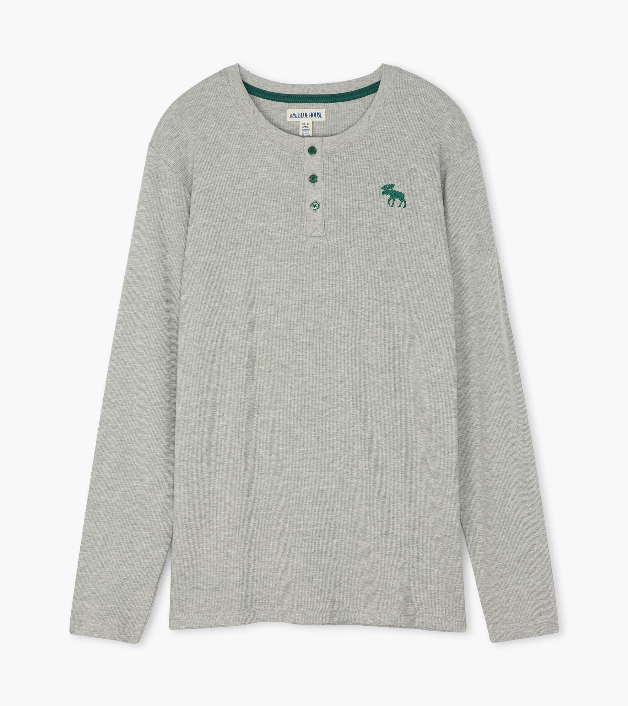 GHiyoKKA Little Blue House Langarm Henley T-Shirt in Grau