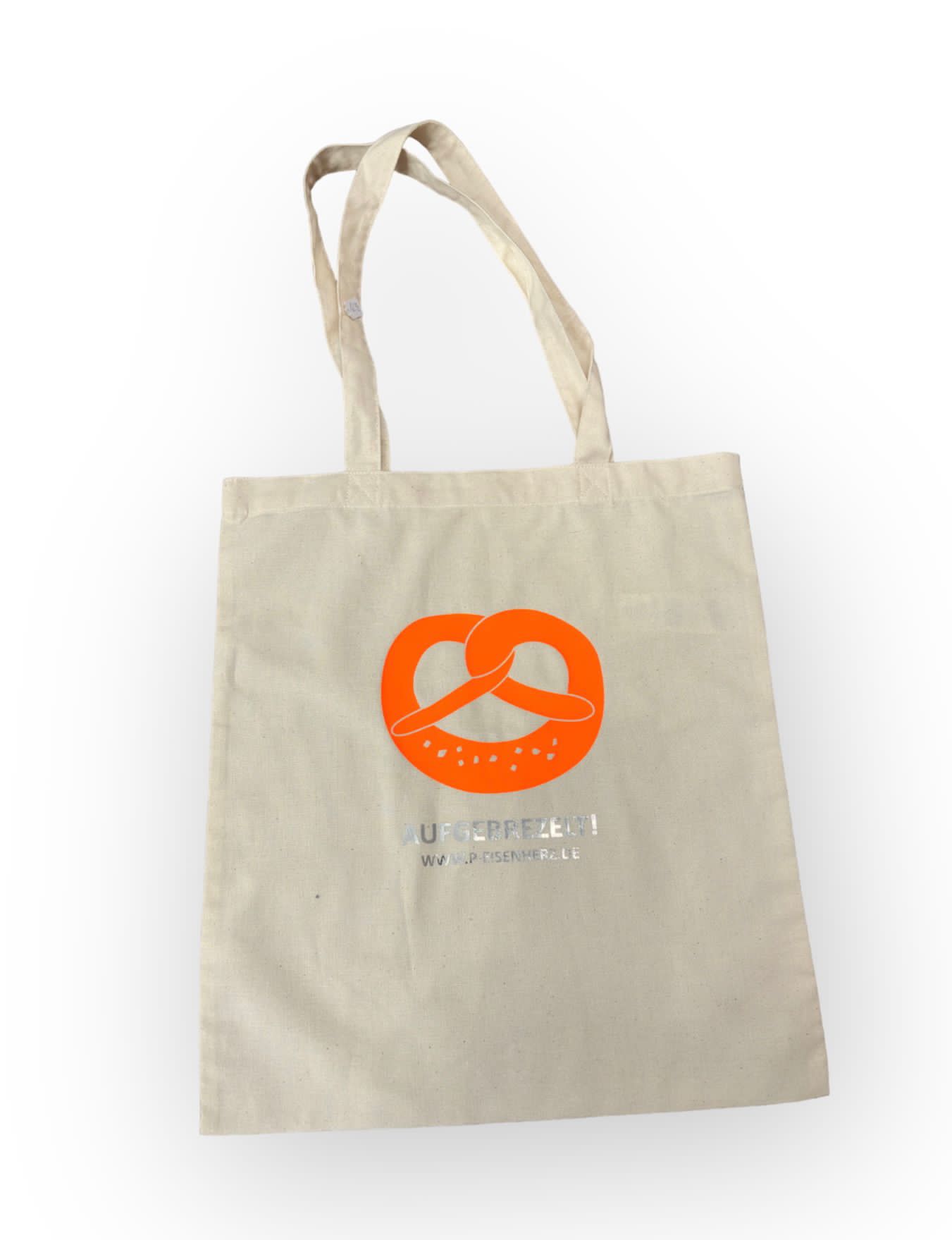 P.Eisenherz Tragetasche Jute Aufgebrezelt - Neon Orange