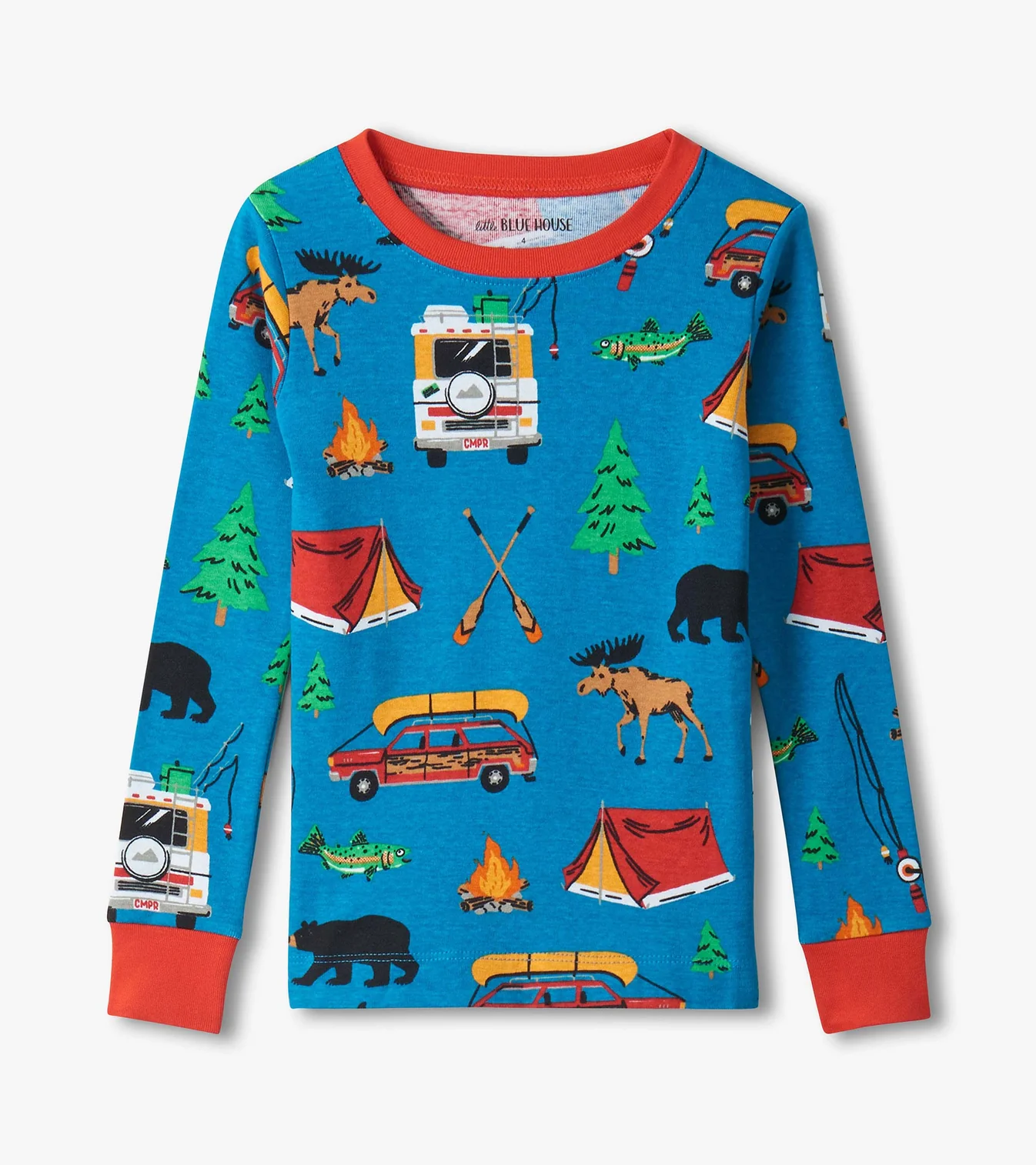 Little Blue House Pyjama in Blau - Retro Camping 