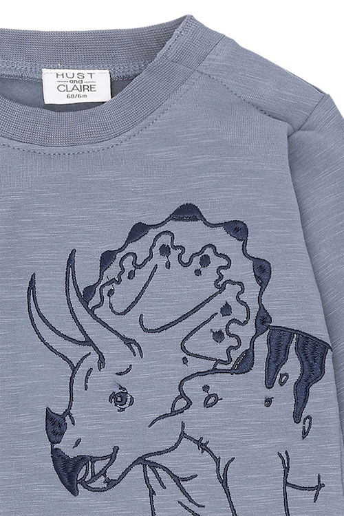Hust & Claire Sofus Sweatshirt in Flint Blau - Dino - Triceratops - SALE Hust & Claire Sofus Sweatshirt in Flint Blau - Dino - Triceratops - SALE
