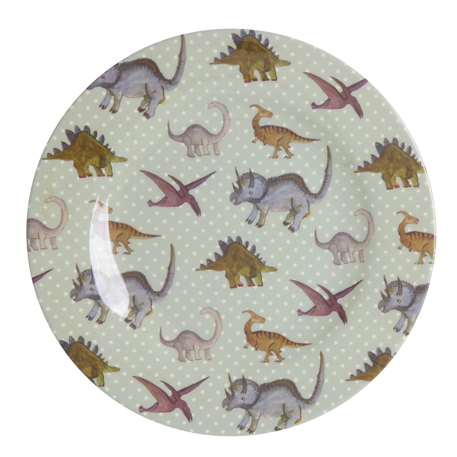 RICE Kinderteller in Graublau - New Dino Print RICE Kinderteller in Graublau - New Dino Print