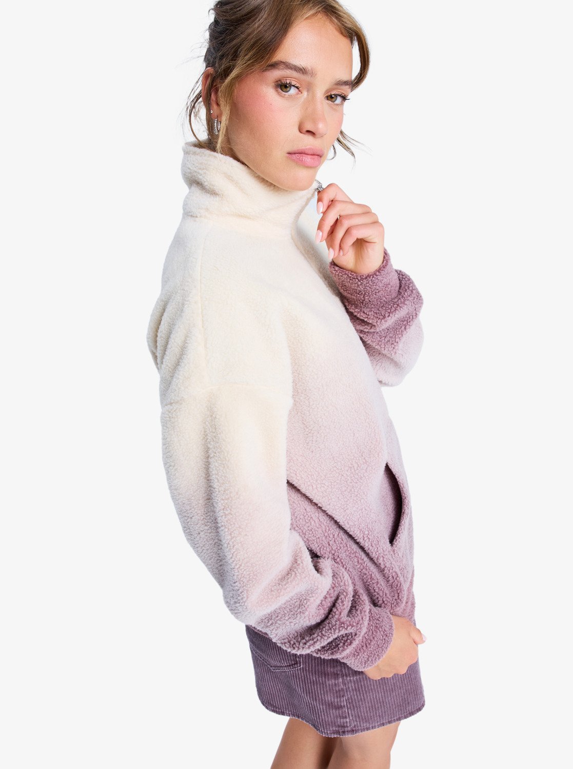 Roxy Live Out Loud - Half Zip Fleece Pullover für Damen mit Farbverlauf in Flieder 