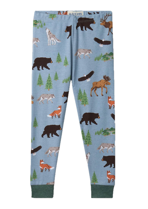 Little Blue House Leader Northern Wilderness Kinderpyjama in Hellblau - Wilde Waldtiere Allover