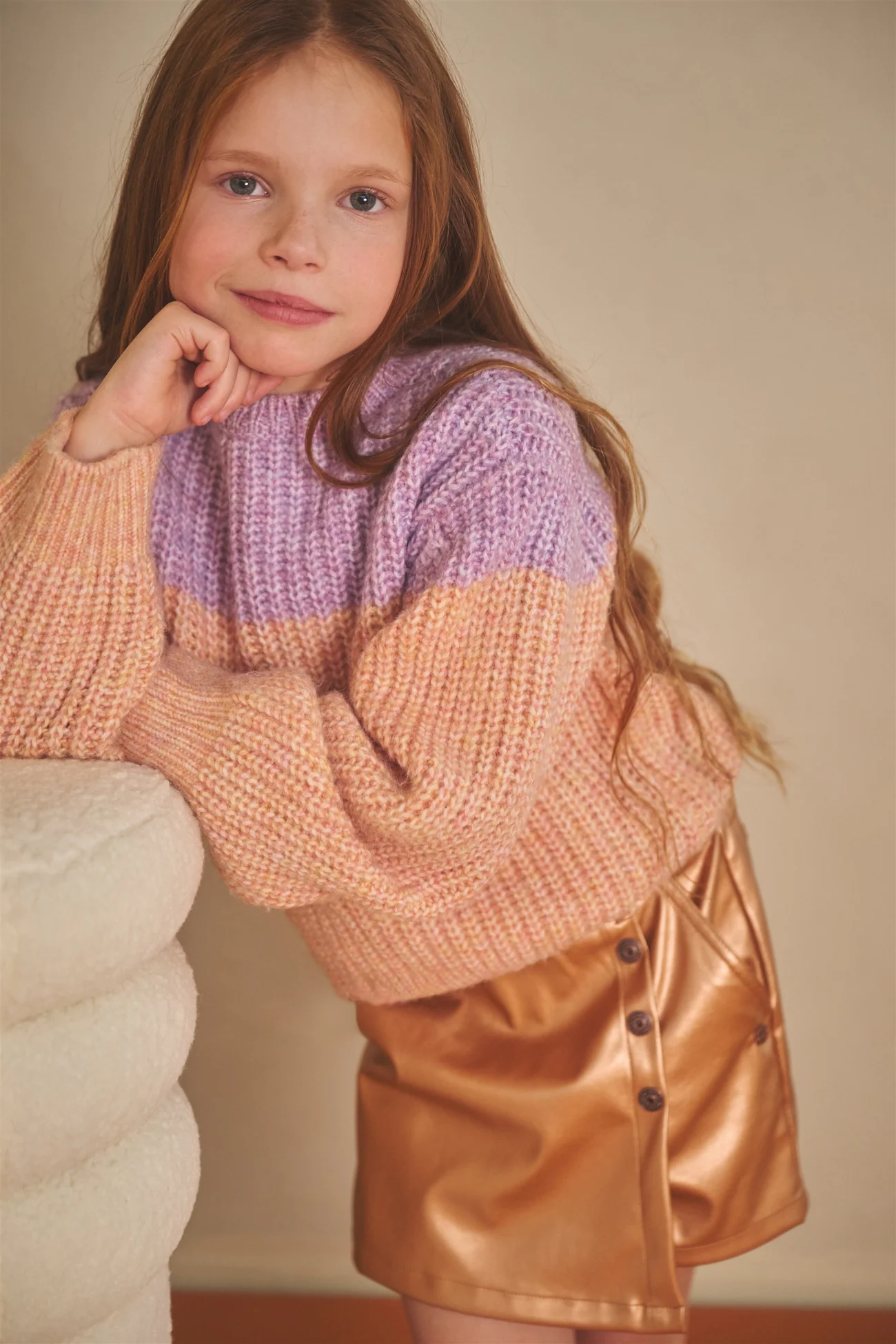 NONO Kem Colorblock Strickpullover in Coral & Flieder - SALE