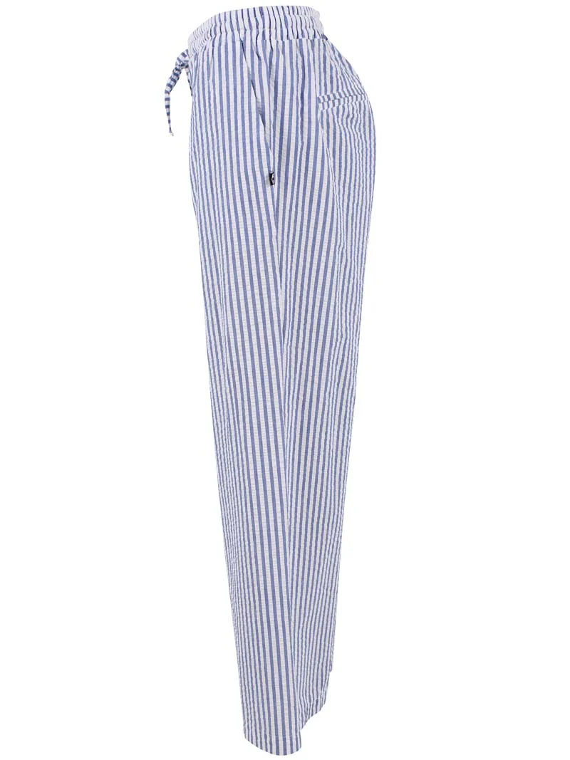 Danefae Danenynne Seersucker Hose - Weiß/Jeansblau gestreift Danefae Danenynne Seersucker Hose - Weiß/Jeansblau gestreift