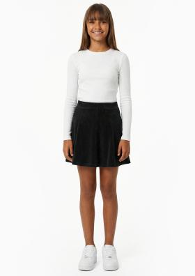 Blue Effect Cord Rock Tennis Skirt aus weichem Velours Jersey in Schwarz