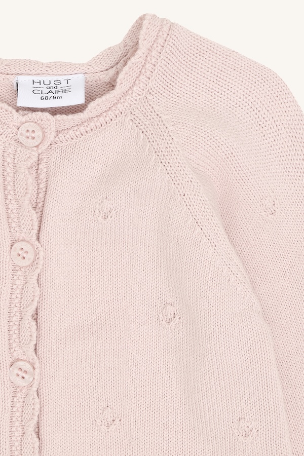 Hust & Claire ilja Cardigan Pointelle Strickjacke in Hushed Pink - Zartrosa