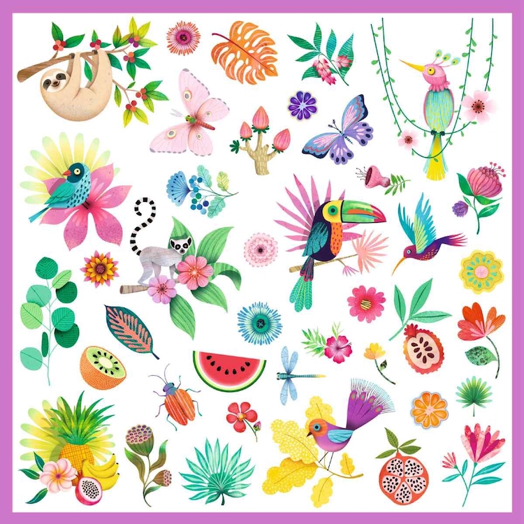 Djeco Stickers Paradies - Blumen & Vogel