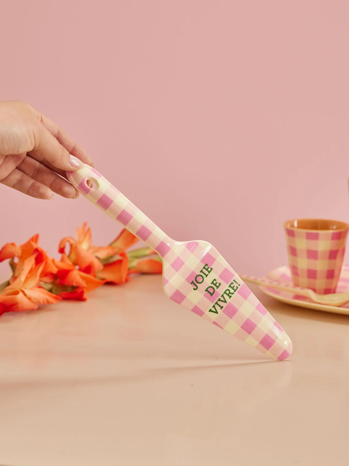 RICE Melamin Tortenheber - Pink Karo - Check It Out Print - Joie de Vivre!