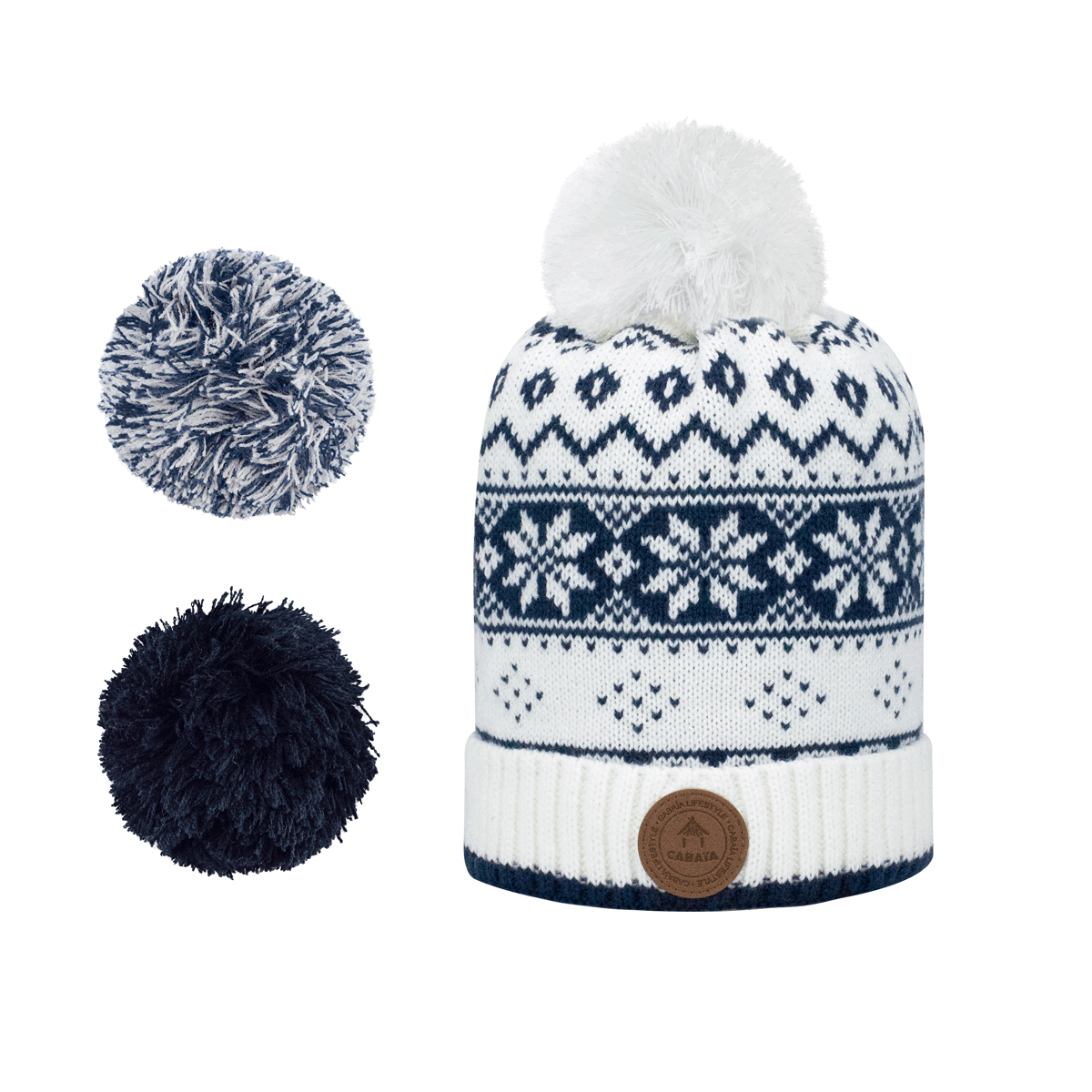 Cabaia Mütze Bloody Mary Weiß Polar mit 3 austauschbaren Pompons - Weiß - SALE