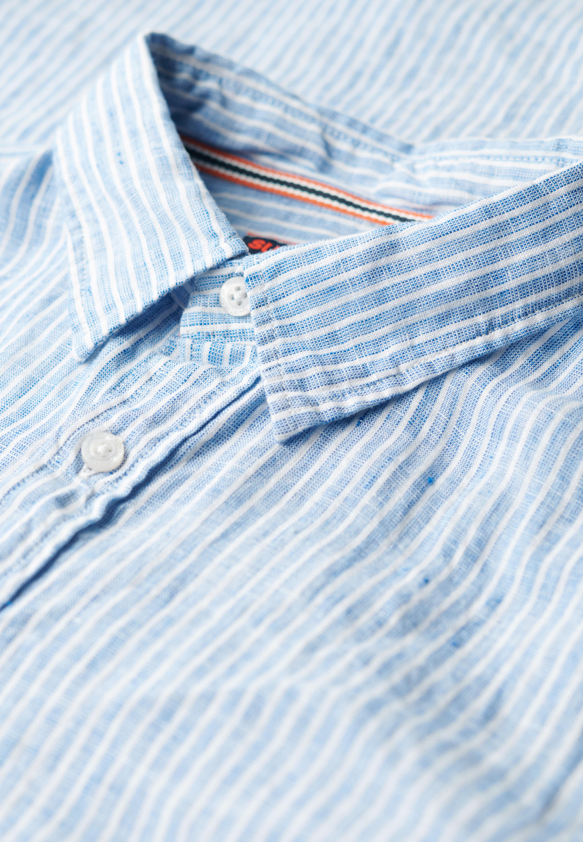 Superdry Herren Leinen Hemd in Azurre Blau gestreift - SALE Superdry Herren Leinen Hemd in Azurre Blau gestreift - SALE