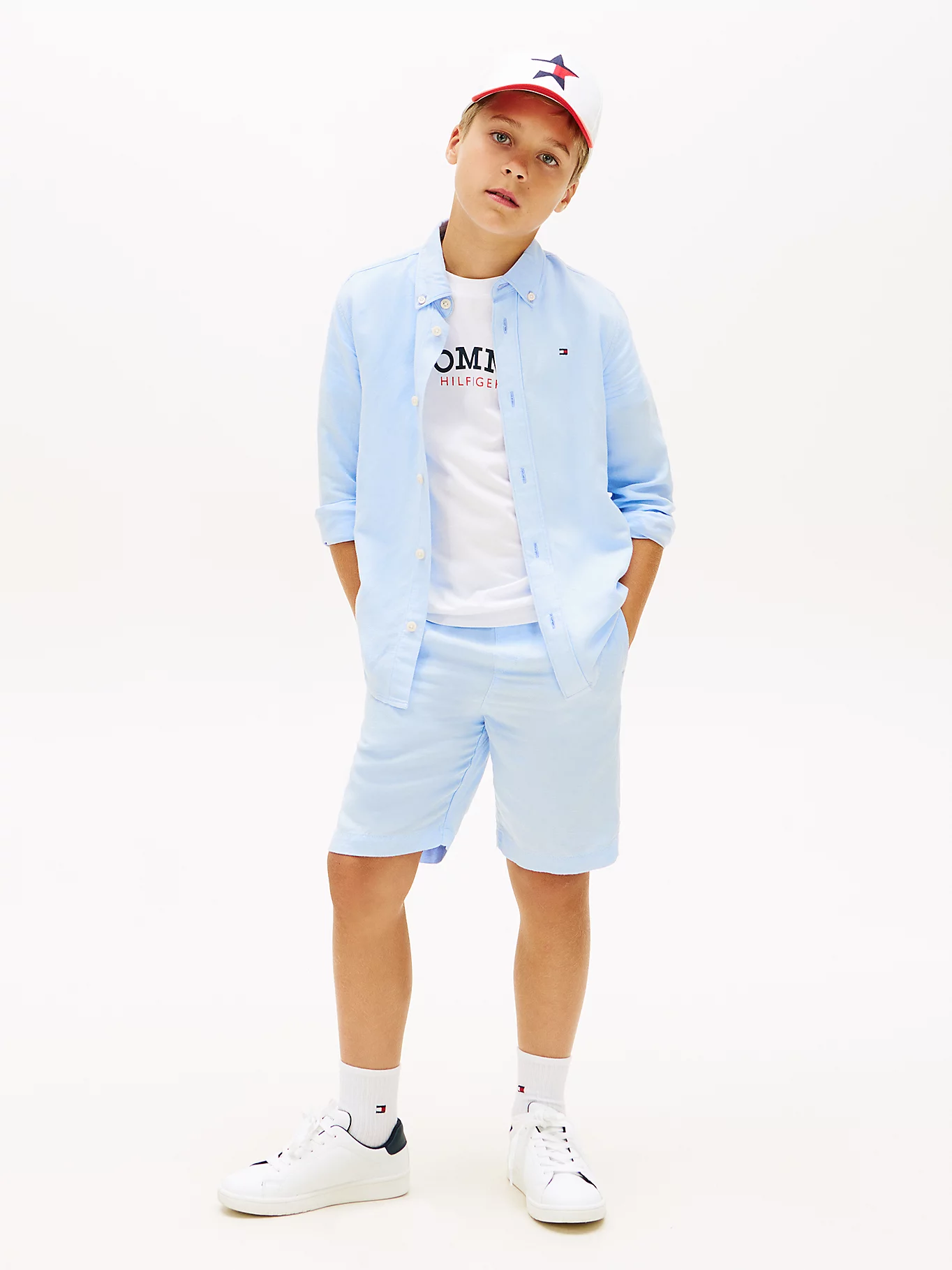 Tommy Hilfiger Relaxed Fit Leinenmix-Hemd mit Flag-Stickerei - Sweet Blue - Hellblau Tommy Hilfiger Relaxed Fit Leinenmix-Hemd mit Flag-Stickerei - Sweet Blue - Hellblau