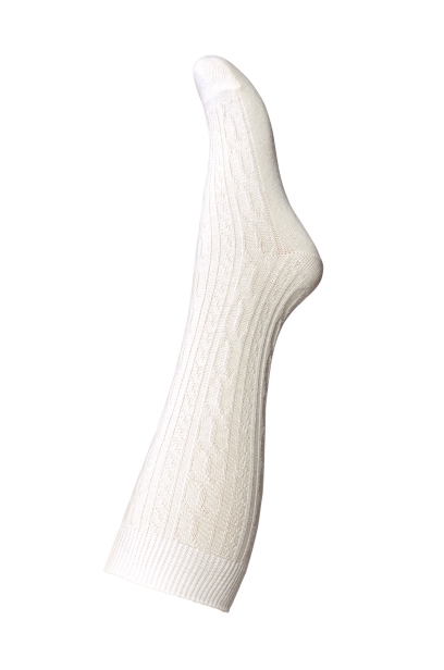 652-col-39 MP Denmark Kniestrümpfe mit Zopfmuster in Creme