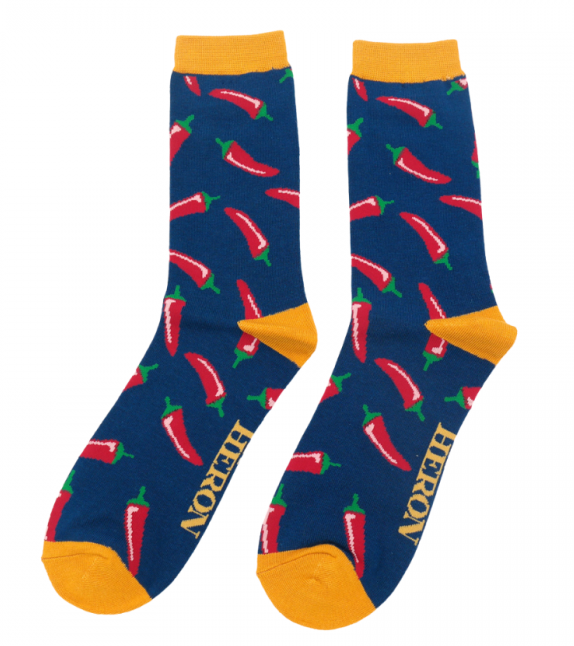 miss-sparrow-maenner-socken-chillis-navy Mr. Heron Herren Socken Bambus in Navy - Chillis