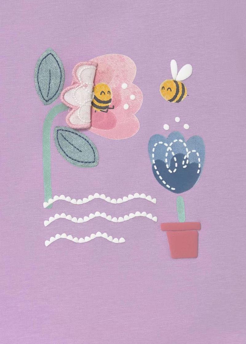 Mayoral Kurzarm T-Shirt in Flieder Lila - Interaktive Biene & Tulpe Mayoral Kurzarm T-Shirt in Flieder Lila - Interaktive Biene & Tulpe