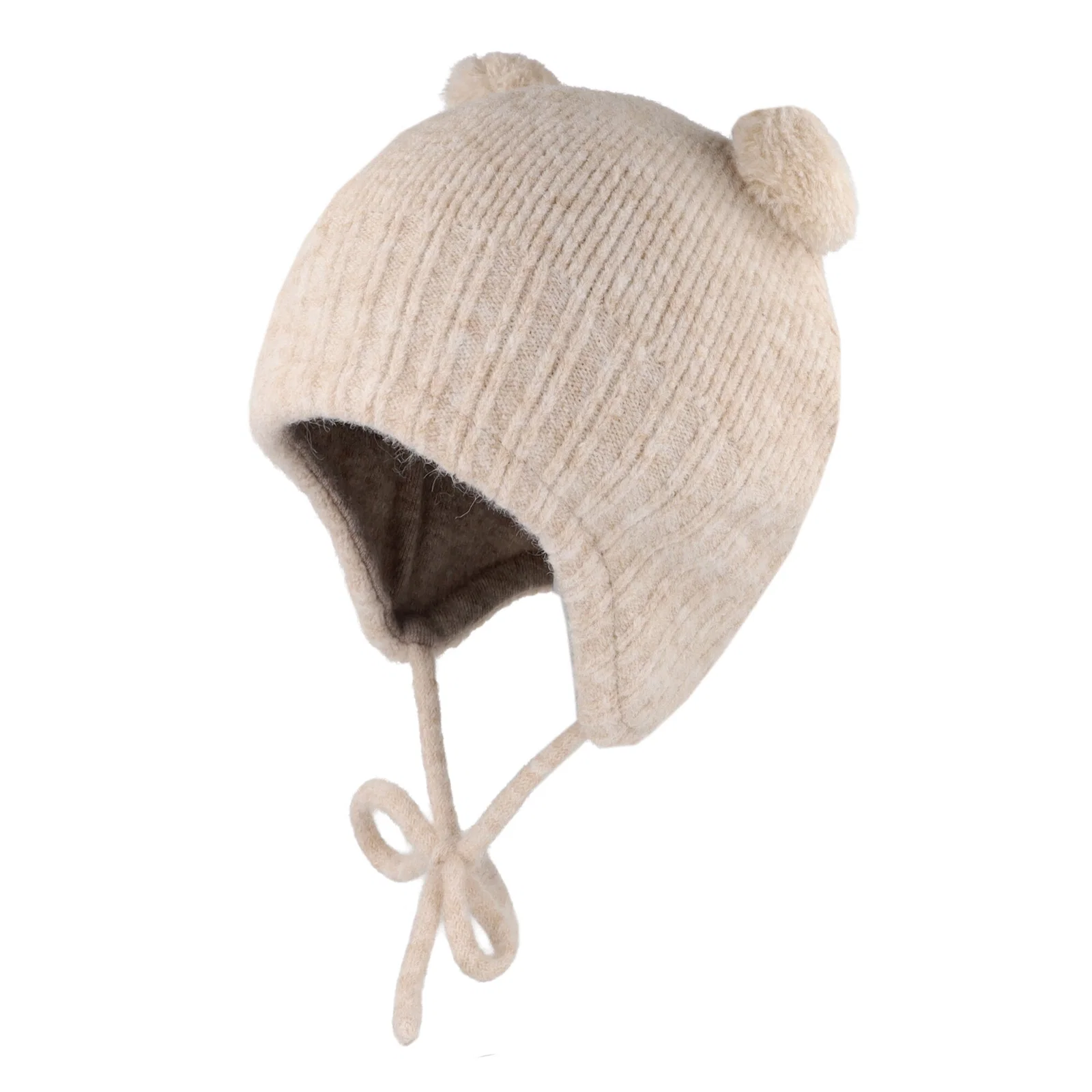 Maximo Baby Wintermütze Strickmüte Inkamütze mit 2 Bommel, Bindeband & Jerseyfutter Creme Beige Meliert Maximo Baby Wintermütze Strickmüte Inkamütze mit 2 Bommel, Bindeband & Jerseyfutter Creme Beige Meliert