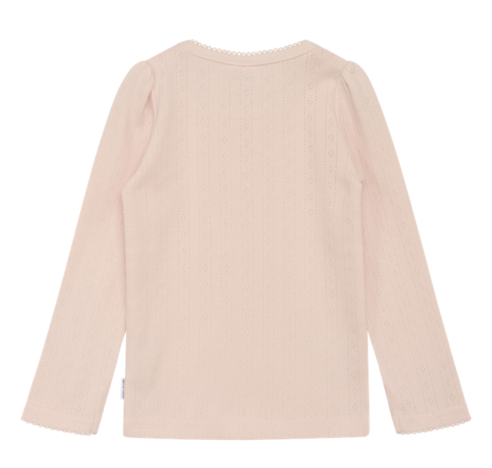 Hust & Claire Andreia Langarm Shirt mit Pointelle Lochmuster in Zartrosa