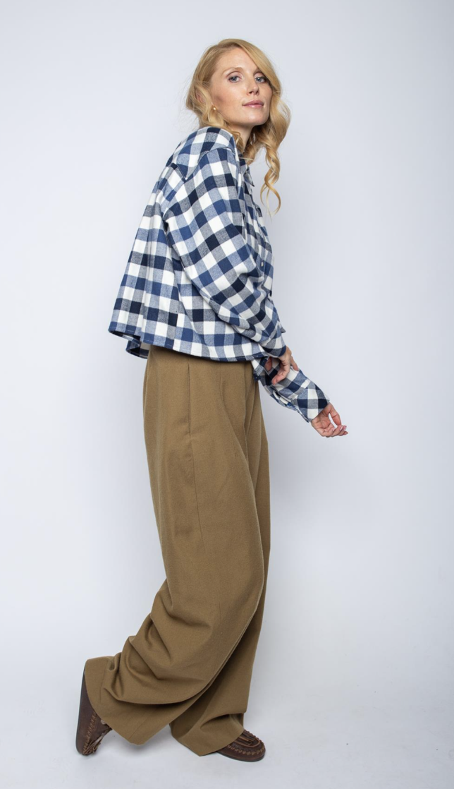 Emily van den Bergh Flannel Bluse - Navy Karo Emily van den Bergh Flannel Bluse - Navy Karo