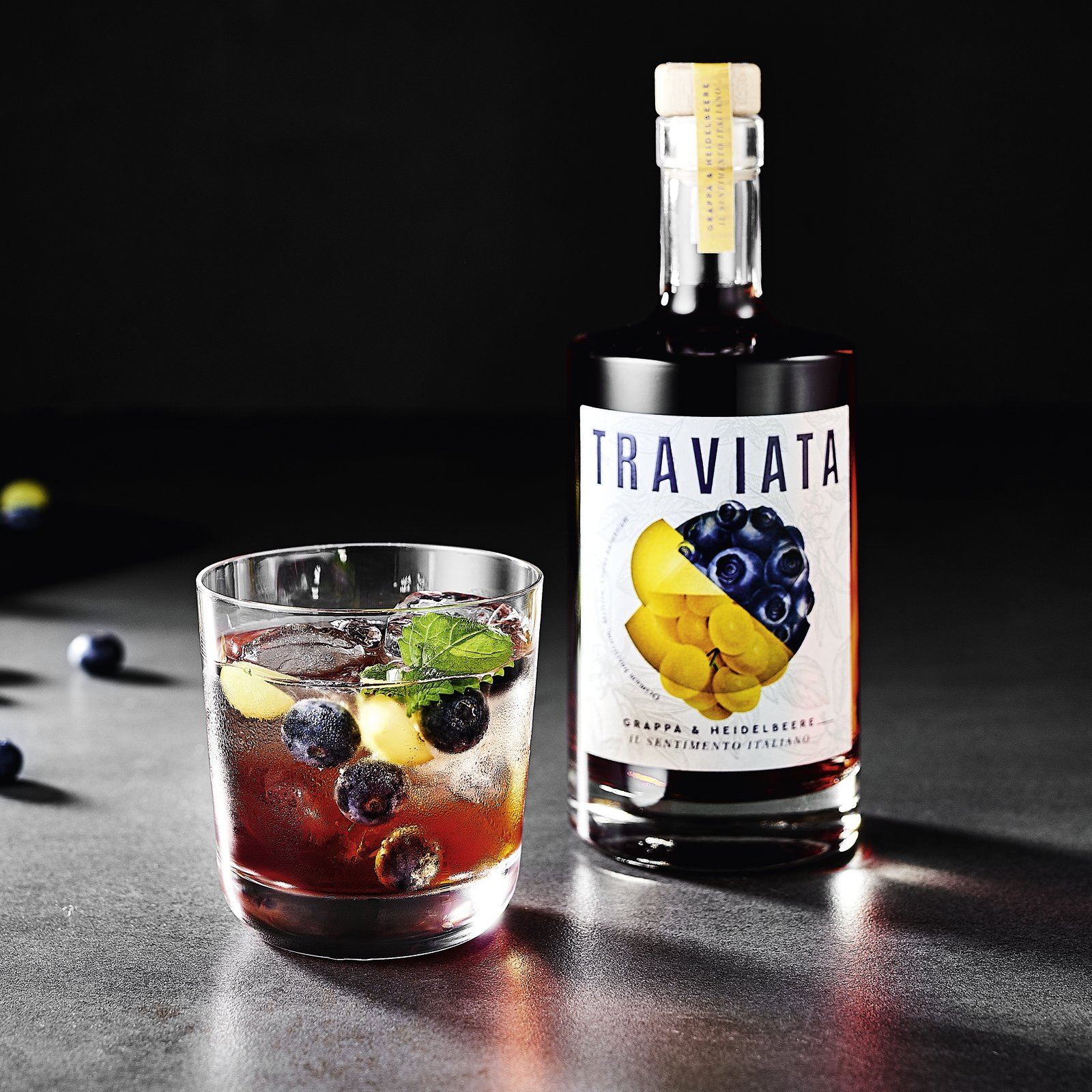 TRAVIATA - Grappa & Heidelbeere - Spirituose 500ml (38% vol)