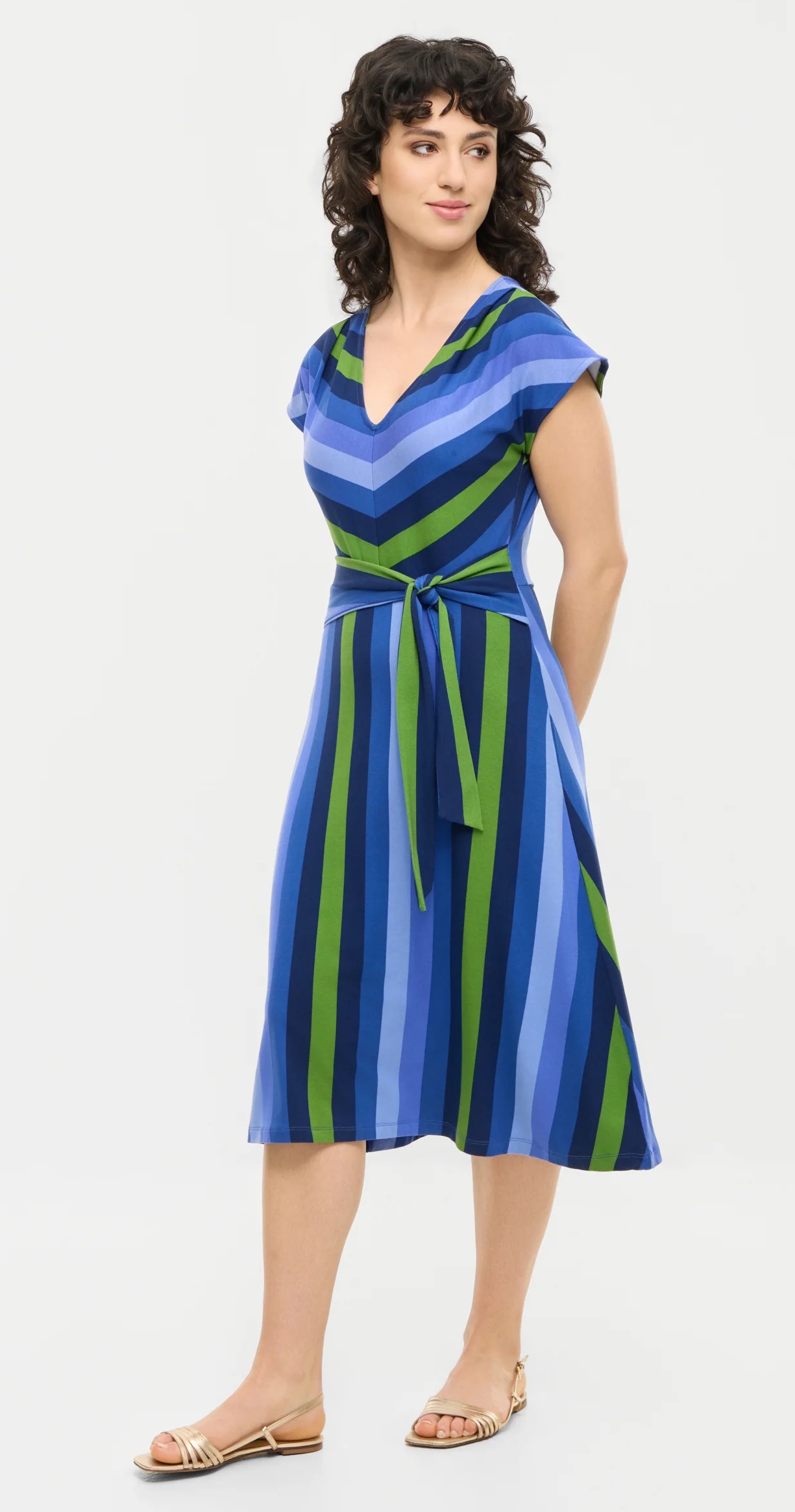 Mademoiselle YeYe Frenchy Affair Gestreiftes Kleid in Blau