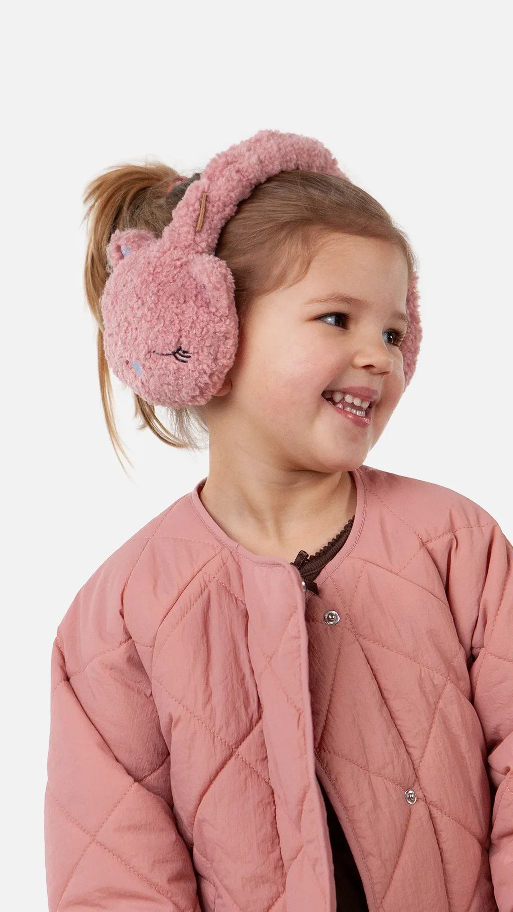 Barts Kids Teddy Ohrwärmer Earmuffs mit Teddyfell in Rosa -Katze