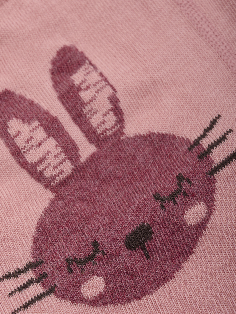 Minymo Baby Strumpfhosen mit Motiv auf der Rückseite - Rosa mit Hase
