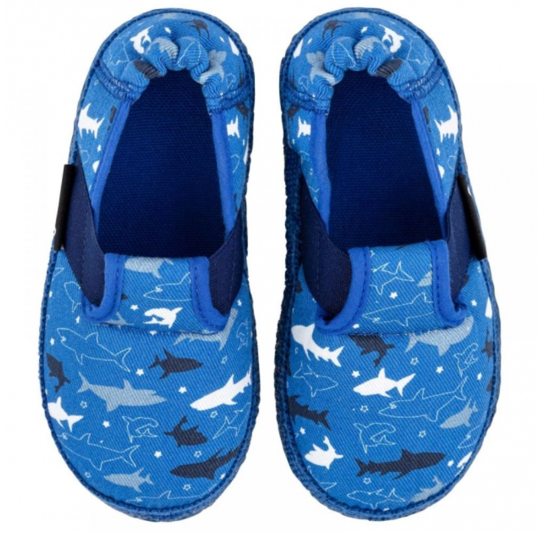 Nanga Hauschuhe - HAIALARM - Allover Haie in Mittelblau