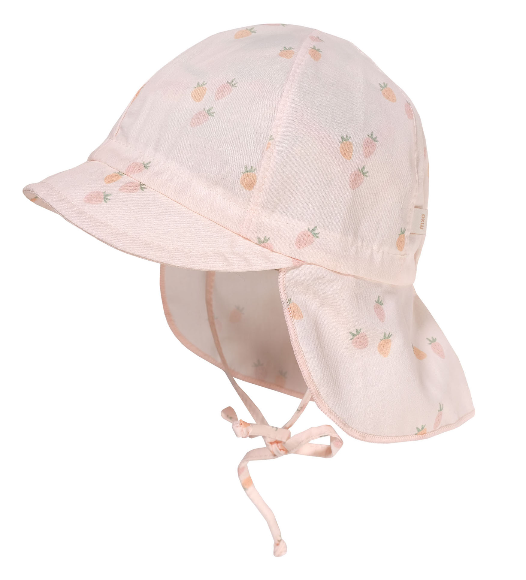 Maximo Baby Sonnenmütze Rosa Erdbeeren mit Schild, kurzer Nackenschutz & Bindeband UV 50