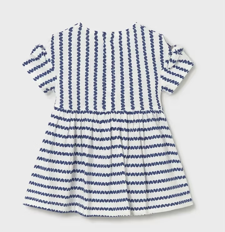 Mayoral Kleid gemustert mit Täschchen - Blaue Herzen - SALE Mayoral Kleid gemustert mit Täschchen - Blaue Herzen - SALE