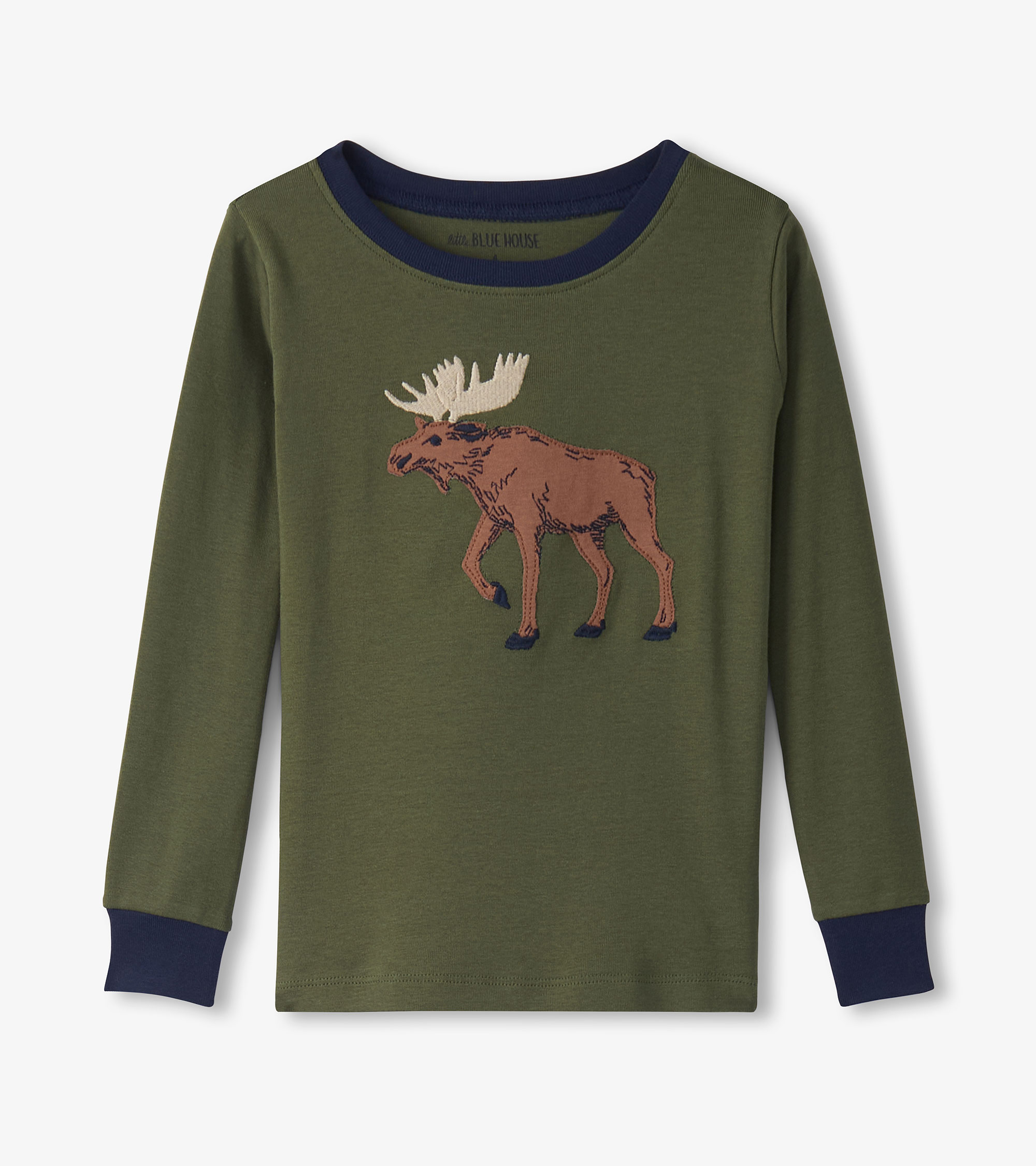 Little Blue House Pyjama in Oliv Grün - Wild Moose - Wilder Elch