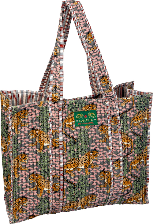 Samtshopper Gesteppte Shopper in Grau - Leopard - Lieblingsstücke 